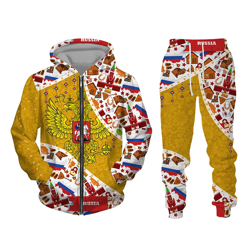 Autumn And Winter 2pc Tracksuit Set Brand Fashion Hoodie/Jacket Pants Suit Russian Flag Printed Men Women Zipper Sweatshirts Set
Autumn And Winter 2pc Tracksuit Set Brand Fashion Hoodie/Jacket Pants Suit Russian Flag Printed Men Women Zipper Sweatshirts Set