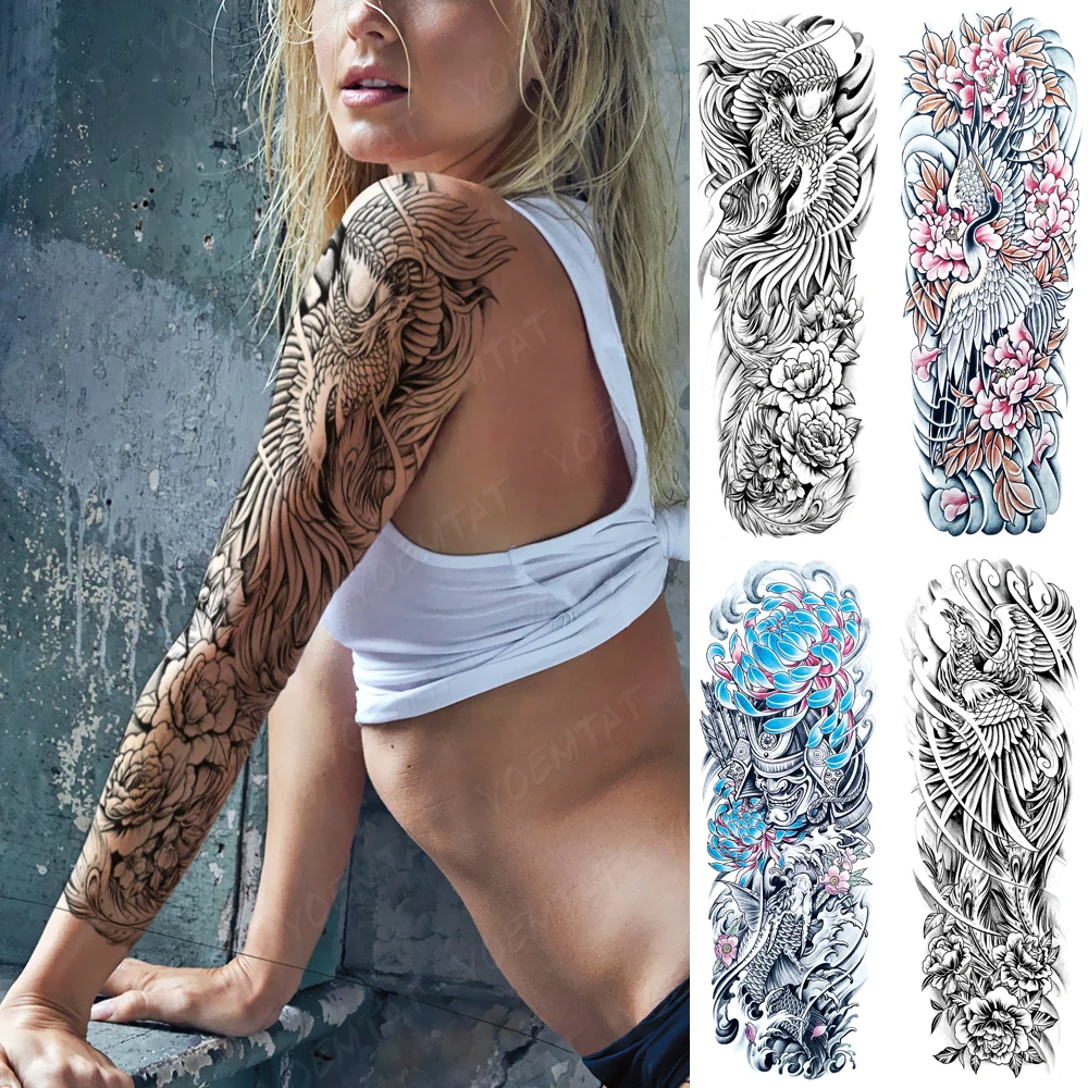 Traditional Tattoos Phoenix Chrysanthemum Peony Koi Waterproof Temporary Tattoo Stickers Women Men Arm Thigh Body Art Fake Tatto
Traditional Tattoos Phoenix Chrysanthemum Peony Koi Waterproof Temporary Tattoo Stickers Women Men Arm Thigh Body Art Fake Tatto