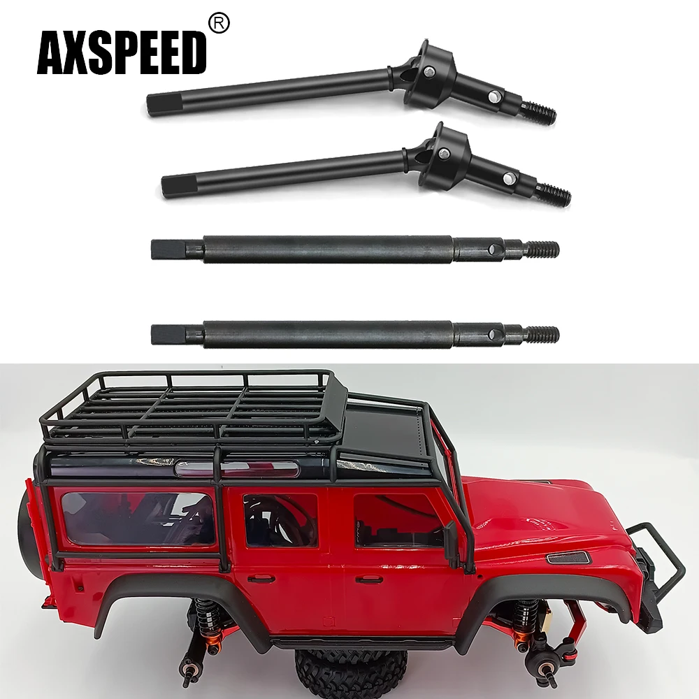 

AXSPEED 2Pcs Steel Front & Rear Axle CVD Drive Shaft for TRX4M Bronco Defender 1/18 RC Crawler Car Model Upgrade Parts