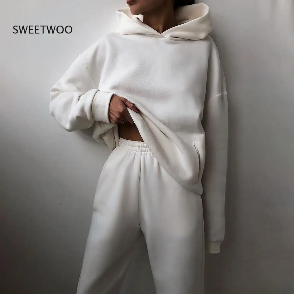 New Fashion Women Sports Hoodie Suit Long Pant Sets Autumn Winter Ladies Tracksuit Plus Fleece Sweatshirts Two Piece Set Solid
New Fashion Women Sports Hoodie Suit Long Pant Sets Autumn Winter Ladies Tracksuit Plus Fleece Sweatshirts Two Piece Set Solid