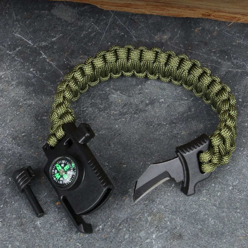 Paracord Bracelet Outdoor Camping Multifunctional Compass Hit Flint Survival Bracelet Knife Wild SOS Whistle Survival Equipment
Paracord Bracelet Outdoor Camping Multifunctional Compass Hit Flint Survival Bracelet Knife Wild SOS Whistle Survival Equipment