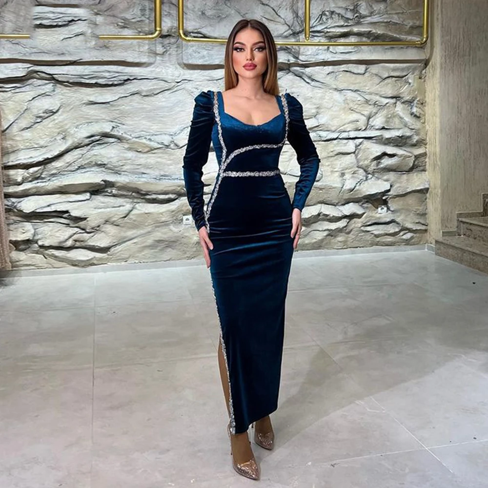 GUXQD Royal Mermaid Evening Party Dress Velour Sexy Side Slit Long Sleeves Evening Formal Prom Gowns Robes De Soirée
GUXQD Royal Mermaid Evening Party Dress Velour Sexy Side Slit Long Sleeves Evening Formal Prom Gowns Robes De Soirée