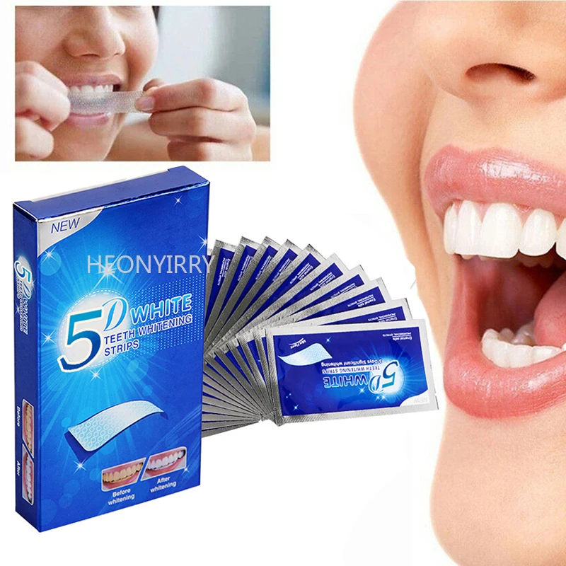 

Effective 5D Teeth Whitening Kit White Strips Remove Plaque Stains Dental False Veneers Gel Oral Hygiene Fresh Breath Tooth Care