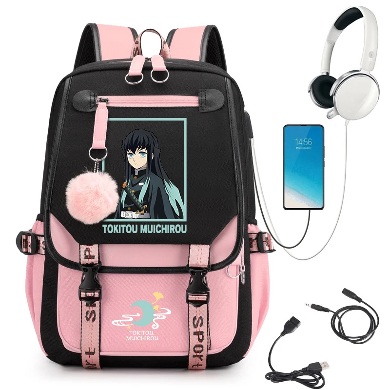 

Demon Slayer Tokitou Muichirou Anime Bagpack School Backpack Bag for Teenagers Bookbag Laptop Backpack for School Teenager Girls