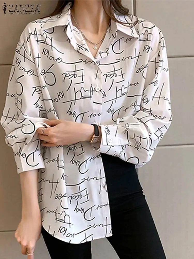 ZANZEA Fashion Lapel Neck Buttons Down Shirt Spring Stylish Women Long Sleeve Letter Printed Blouse Loose Tops Tunic Work Blusas
ZANZEA Fashion Lapel Neck Buttons Down Shirt Spring Stylish Women Long Sleeve Letter Printed Blouse Loose Tops Tunic Work Blusas