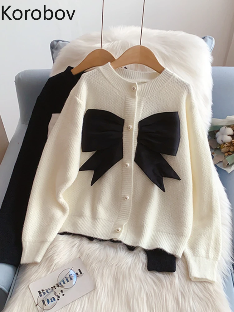 Korobov Japanese Age Reduction Spring Autumn New Gentle Vintage Bow Tie Knit Cardigan Mujer Fashionable Sweater Womens Coat
Korobov Japanese Age Reduction Spring Autumn New Gentle Vintage Bow Tie Knit Cardigan Mujer Fashionable Sweater Womens Coat