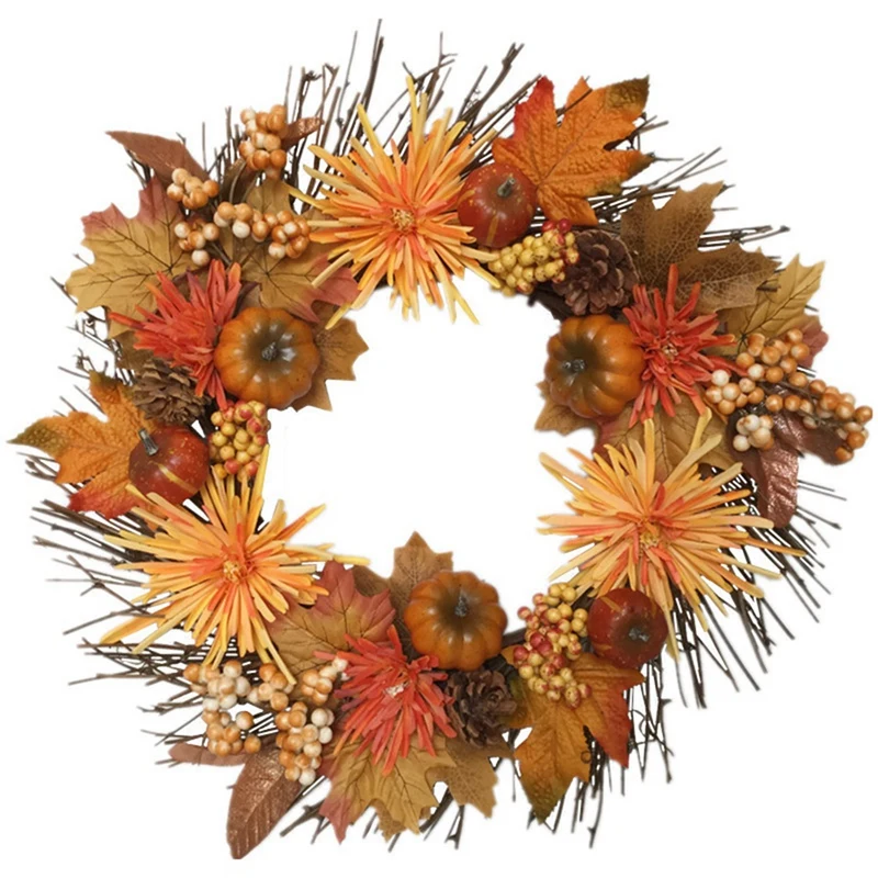 Fall Wreath, 18 Inch Chrysanthemum Pumpkin Wreath For Front Door Outside Perfect For Autumn & Halloween
Fall Wreath, 18 Inch Chrysanthemum Pumpkin Wreath For Front Door Outside Perfect For Autumn & Halloween