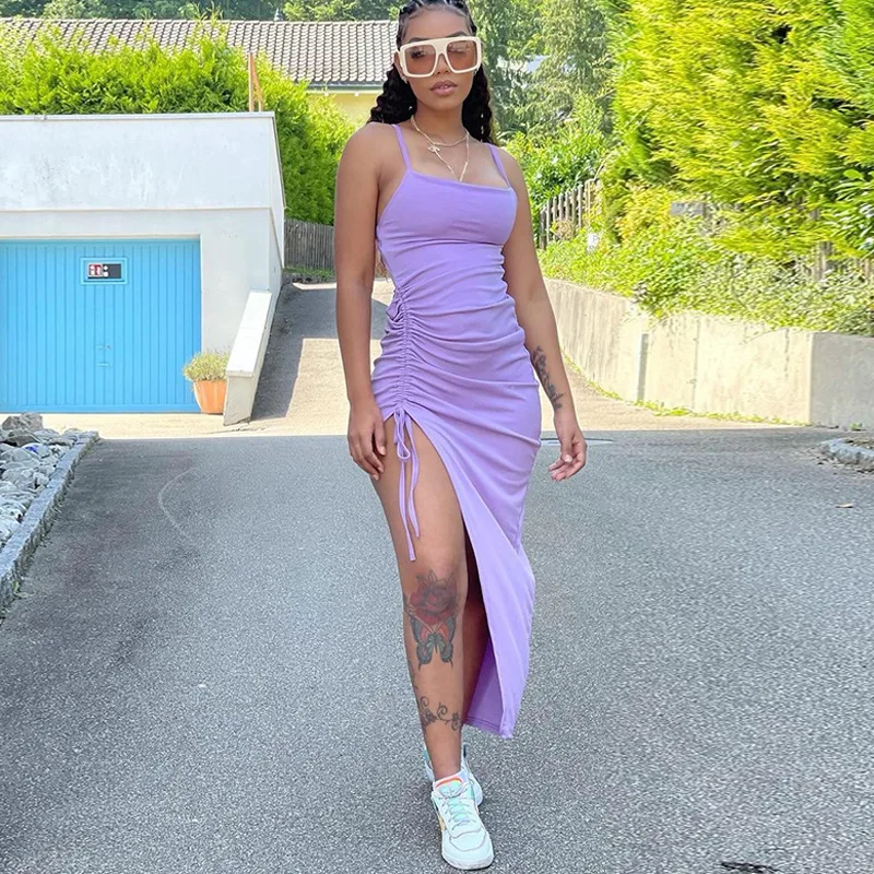Sexy one word neck sleeveless open back wrinkled drawstring slits slim fit fashion casual suspender dress summer women new style
Sexy one word neck sleeveless open back wrinkled drawstring slits slim fit fashion casual suspender dress summer women new style