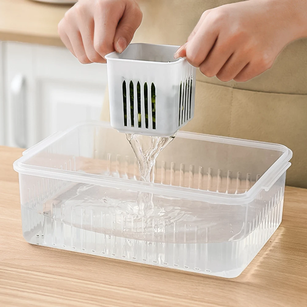 Multifunctional 6-in-1 Refrigerator Storage Box Drain Sealed Fresh-keeping Box For Fruits Ginger Garlic Onion Kitchen Organizer
Multifunctional 6-in-1 Refrigerator Storage Box Drain Sealed Fresh-keeping Box For Fruits Ginger Garlic Onion Kitchen Organizer