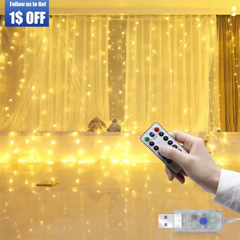 3M LED Curtain Garland Light String 8 Mode Remote Control USB Fairy Lamp Rustic Wedding Christmas Holiday Bedroom Decoration
3M LED Curtain Garland Light String 8 Mode Remote Control USB Fairy Lamp Rustic Wedding Christmas Holiday Bedroom Decoration