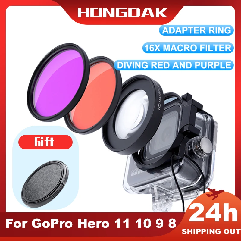 For GoPro Hero 11 10 9 8 Filter 16X Macro Original Red Purple Waterproof Diving Filter Adapter Ring Lens Cap Go Pro Accessorise
For GoPro Hero 11 10 9 8 Filter 16X Macro Original Red Purple Waterproof Diving Filter Adapter Ring Lens Cap Go Pro Accessorise