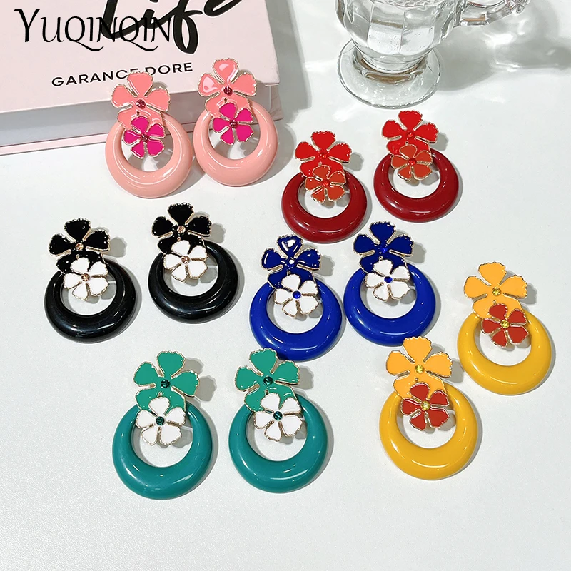 Trendy Colourful Flower Big Drop Earrings For Women Fashion Jewelry Statement Metal Resin Geometric Long Earrings Korean Brincos
Trendy Colourful Flower Big Drop Earrings For Women Fashion Jewelry Statement Metal Resin Geometric Long Earrings Korean Brincos