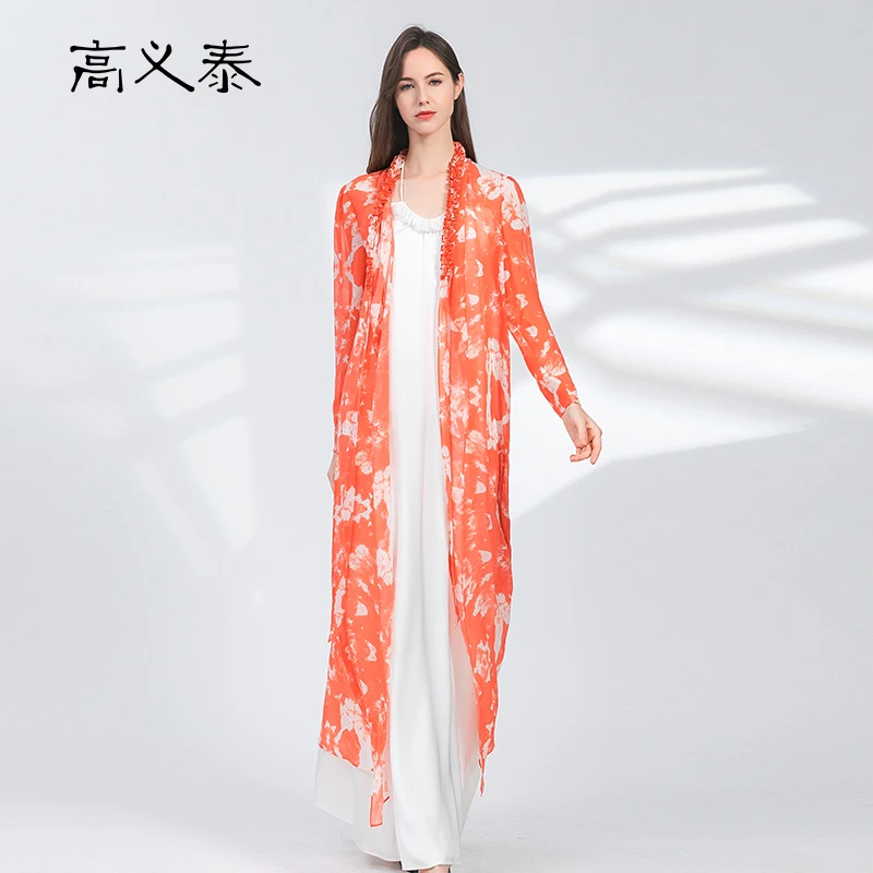 High End Bohemian Print 100% Mulberry Silk Coral Red Long Open Stitch Streetwear Sun Protection Cardigan Thin Trench Coat FY026
High End Bohemian Print 100% Mulberry Silk Coral Red Long Open Stitch Streetwear Sun Protection Cardigan Thin Trench Coat FY026