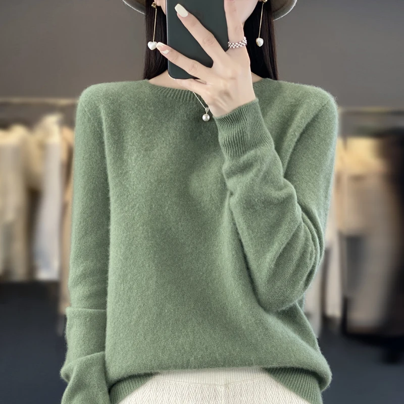 

Женский кашемировый свитер из чистой шерсти 100%, Женский пуловер с круглым вырезом, повседневное вязаное пальто, Женское пальто на осень и зиму, корейская мода