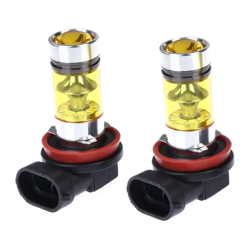 

2 X High Power Led Lights 100W H8 H11 Yellow Fog Light 2828 20Led Headlight Lamp