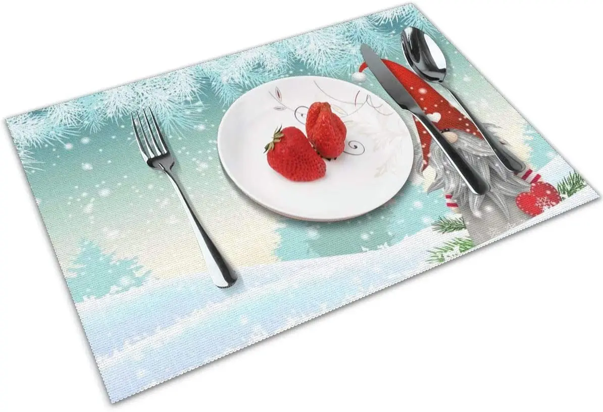 Christmas Santa Gnome Placemats Set of 4 for Dining Table Washable Heat Resistant Kitchen Mats 12x18in
Christmas Santa Gnome Placemats Set of 4 for Dining Table Washable Heat Resistant Kitchen Mats 12x18in