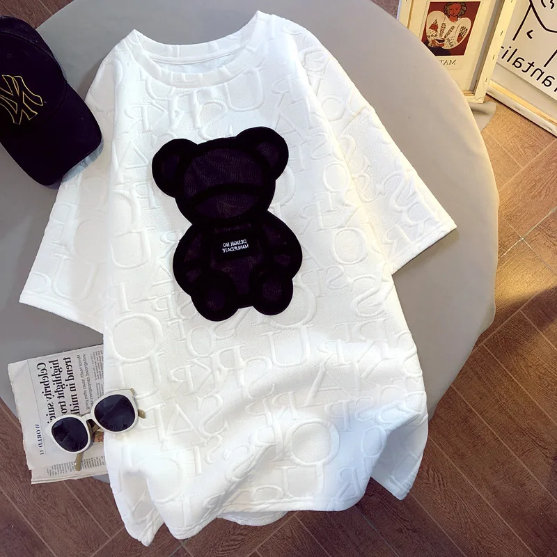 cartoon sweet Short Sleeve T-Shirt Women's New Medium and Long Round Neckline Bear Pattern Loose Print Alphabetic Style Fashion
cartoon sweet Short Sleeve T-Shirt Women's New Medium and Long Round Neckline Bear Pattern Loose Print Alphabetic Style Fashion