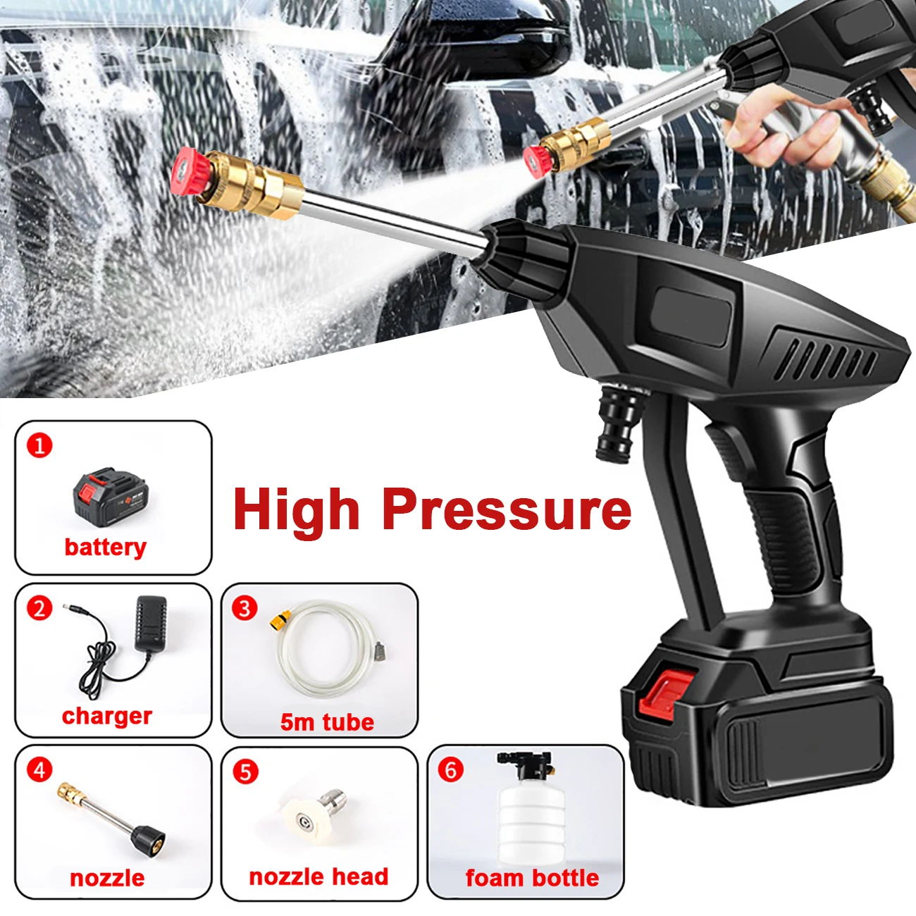Electric 12v High Pressure Washer Gun Cordless Car Cleaning Washing Machine Portable Washer Gun with Foam Bottle Foam Lance
Electric 12v High Pressure Washer Gun Cordless Car Cleaning Washing Machine Portable Washer Gun with Foam Bottle Foam Lance
