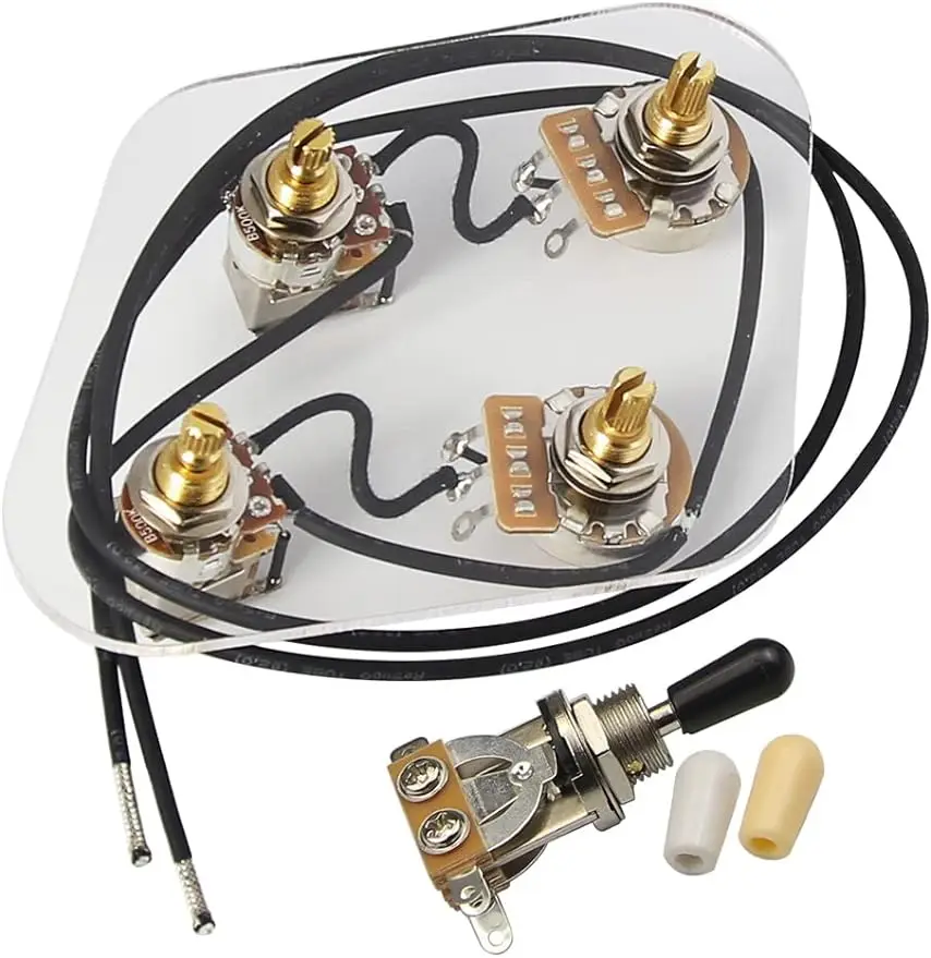

Комплект проводки для электрогитары, комплект жгут проводов с 3-ходовым переключателем, 2 громкости, 2 тона, нажимные кастрюли, запчасти для гитары