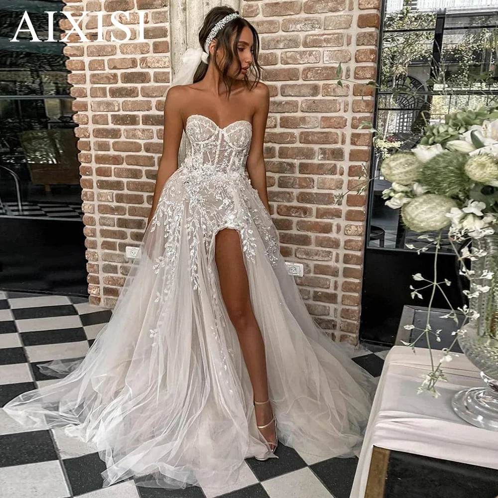 Charming Dresses For Weddings Woman Guest Bohemian Robe de mariee V Neck Bride Vestido Lace Appliques Sleeveless Open Back
Charming Dresses For Weddings Woman Guest Bohemian Robe de mariee V Neck Bride Vestido Lace Appliques Sleeveless Open Back