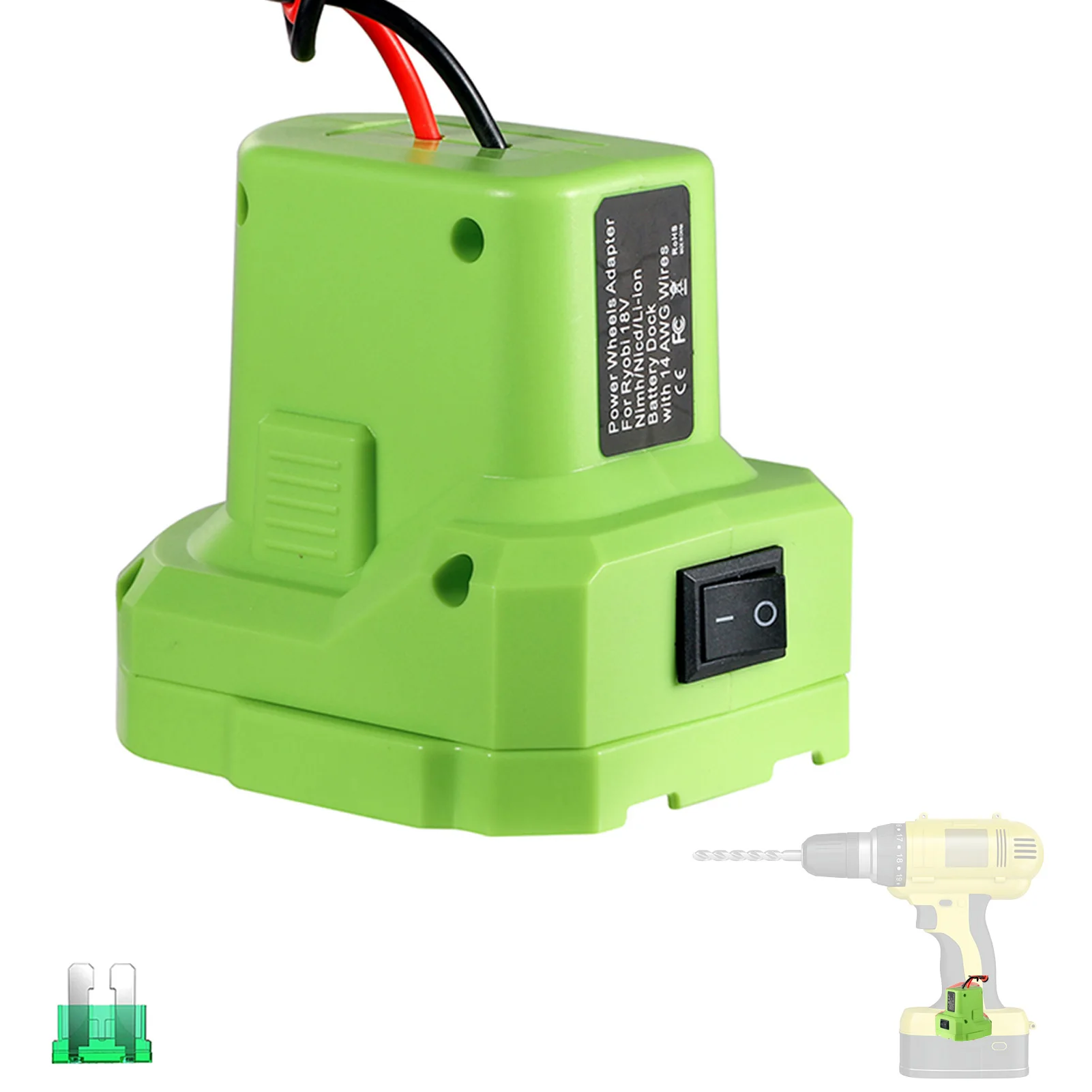 18v Adapter Power Wheels Adaptor For 18V Battery Conversion Kit With Switch Fuse Holder And 30Amp Fuses For P108 P107 P102 P100
18v Adapter Power Wheels Adaptor For 18V Battery Conversion Kit With Switch Fuse Holder And 30Amp Fuses For P108 P107 P102 P100