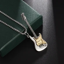 Punk Rock Music Guitar Necklace Men Women Gothic Pendant Necklace Fashion Personalized Gift Hip Hop Biker Jewelry for Boyfriend