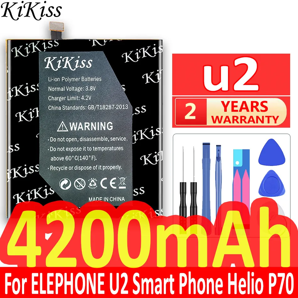 

KiKiss U2 4200mah Powerful Battery for ELEPHONE U 2 Smart Phone Helio P70 P 70 High Capacity Batterij + Track NO