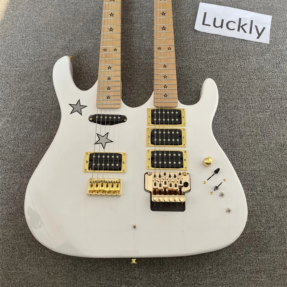Free transportation, double-headed electric guitar, white body gold accessories, maple fingerboard, guitar can be customized acc
Free transportation, double-headed electric guitar, white body gold accessories, maple fingerboard, guitar can be customized acc