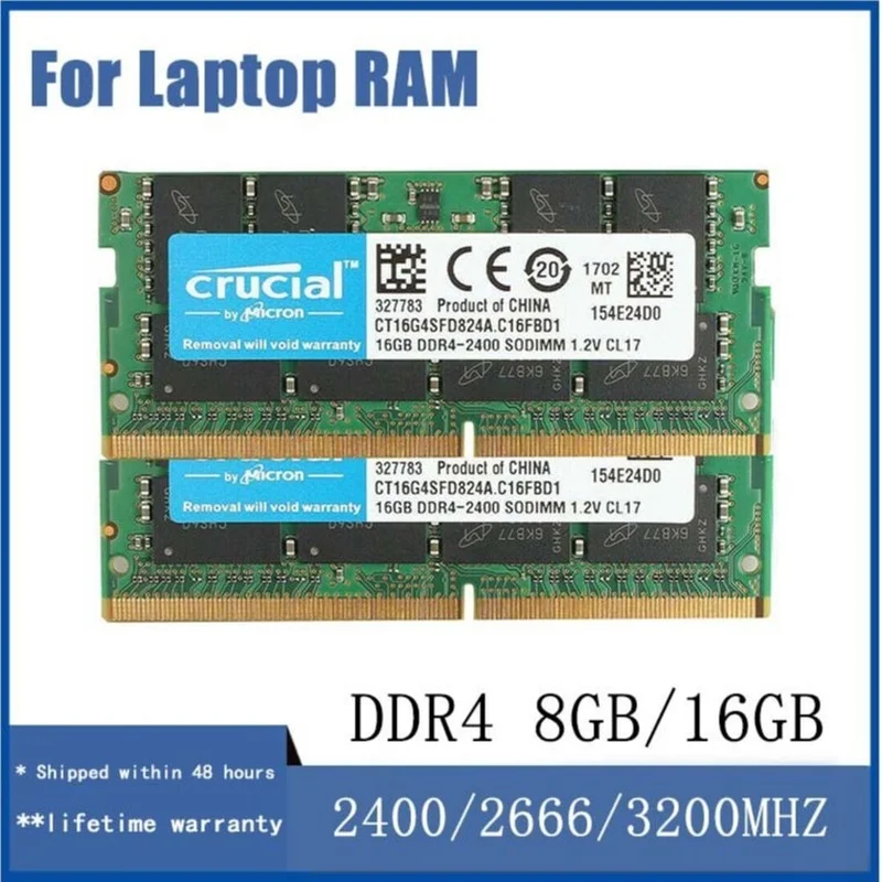 For Crucial Notebook Memory DDR4 RAM 3200MHz / 2666MHz / 2400Mhz 8GB 16GB PC4-24000 21300 19200 260Pin 1.2V SODIMM For Laptop
For Crucial Notebook Memory DDR4 RAM 3200MHz / 2666MHz / 2400Mhz 8GB 16GB PC4-24000 21300 19200 260Pin 1.2V SODIMM For Laptop