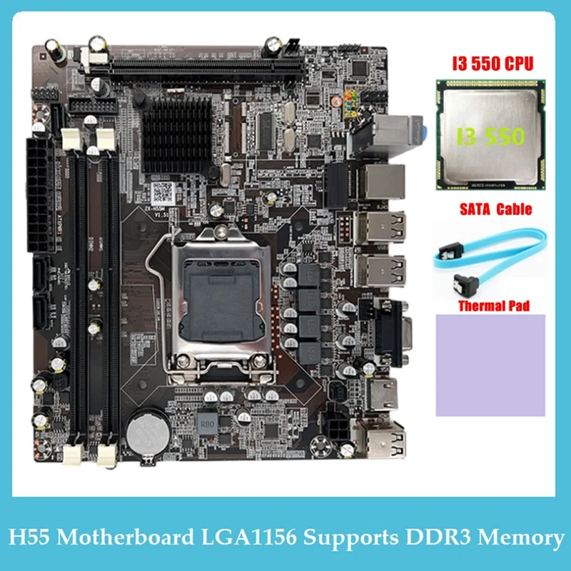 Материнская плата H55 LGA1156 с поддержкой I3 530, I5 760, Замена материнской платы с памятью DDR3, Процессор I3 550 + кабель SATA + термоподушка
Материнская плата H55 LGA1156 с поддержкой I3 530, I5 760, Замена материнской платы с памятью DDR3, Процессор I3 550 + кабель SATA + термоподушка