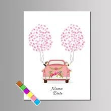 1PC DIY Wedding Car Fingerprint Signature Guest Book For Birthday Engagement Valentines Day Party Decor Cavas Painting