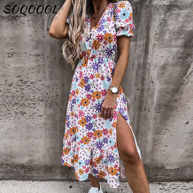 Summer Floral Print Dress Women 2022 Y2K Sexy V Neck Side Slit Button Elegant Boho Holiday Beach Long Dress Party Vestidos New
Summer Floral Print Dress Women 2022 Y2K Sexy V Neck Side Slit Button Elegant Boho Holiday Beach Long Dress Party Vestidos New