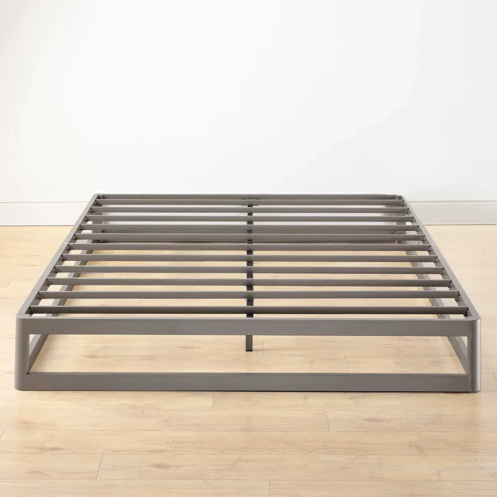

Mellow Ace of Base 9" Metal Platform Bed with Steel Slats, Champagne Grey, Queen
