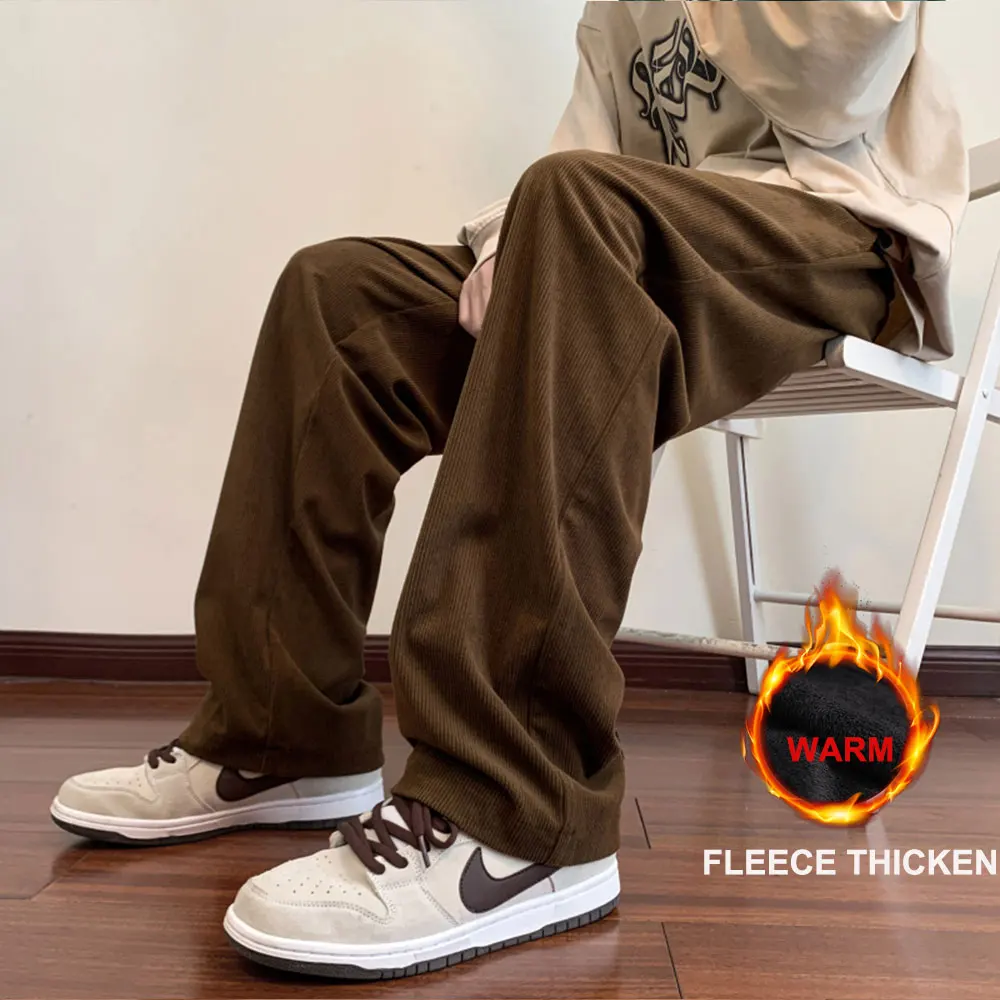 Privathinker Winter Thicken Fleece Warm Men's Straight Pants Korean Corduroy Man Casual Baggy Pants Dramstring Waist Bottoms
Privathinker Winter Thicken Fleece Warm Men's Straight Pants Korean Corduroy Man Casual Baggy Pants Dramstring Waist Bottoms