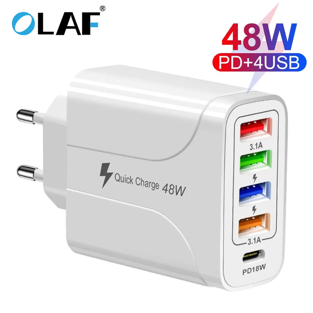 Olaf 48W USB Charger QC3.0 18W PD Type C Fast Charging 5 Port Cell Phone Charger For iPhone 13 12 11 Samsung Xiaomi Huawei
Olaf 48W USB Charger QC3.0 18W PD Type C Fast Charging 5 Port Cell Phone Charger For iPhone 13 12 11 Samsung Xiaomi Huawei