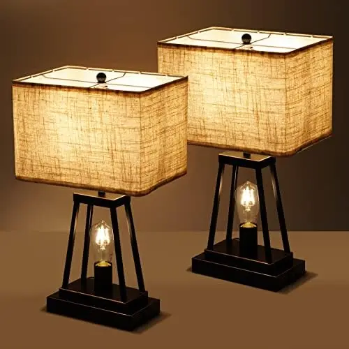 Lamps with Night Light and USB, Set of 2, Industrial Farmhouse Table Lamp for Living Room Bedroom Nightstand End Table, Linen Dr
Lamps with Night Light and USB, Set of 2, Industrial Farmhouse Table Lamp for Living Room Bedroom Nightstand End Table, Linen Dr