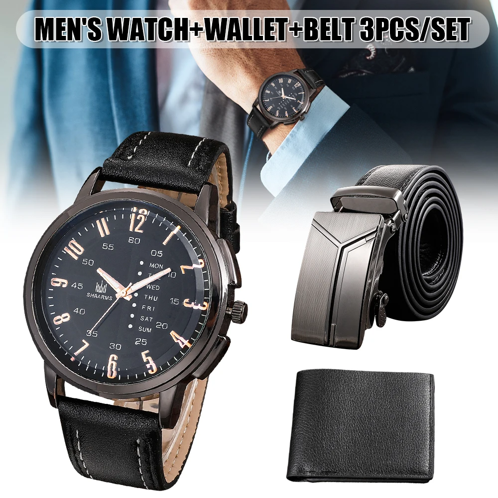 Men's Watch+Wallet+Belt Set Male's Gift for Father's Day Birthday Gift 3pcs/set PU Strap for Dad Boyfriend Good-looking DJA88
Men's Watch+Wallet+Belt Set Male's Gift for Father's Day Birthday Gift 3pcs/set PU Strap for Dad Boyfriend Good-looking DJA88