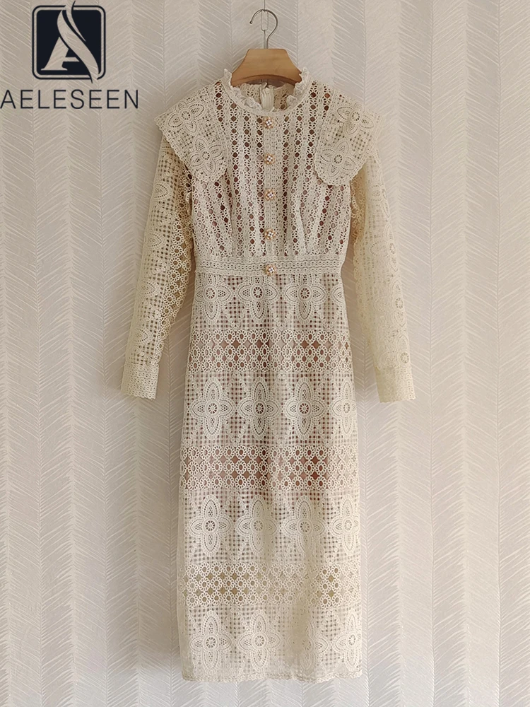 AELESEEN Women Spring Summer Dress 2022 Runway Fashion Beige Ruffled Hollow Out Slim Long Sleeve Elegant Pears Button Midi Dress
AELESEEN Women Spring Summer Dress 2022 Runway Fashion Beige Ruffled Hollow Out Slim Long Sleeve Elegant Pears Button Midi Dress