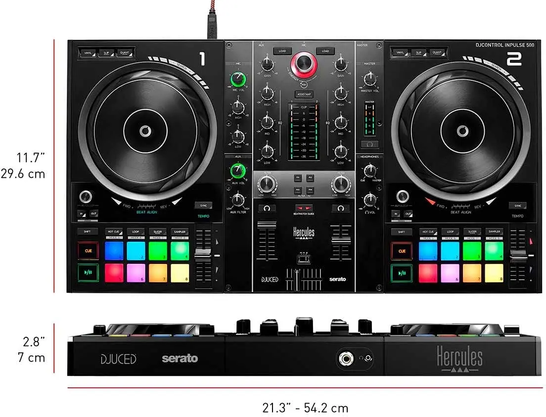 

ORIGINAL Hercules DJControl Inpulse 500: 2-deck USB DJ controller for Serato DJ and DJUCED (included)