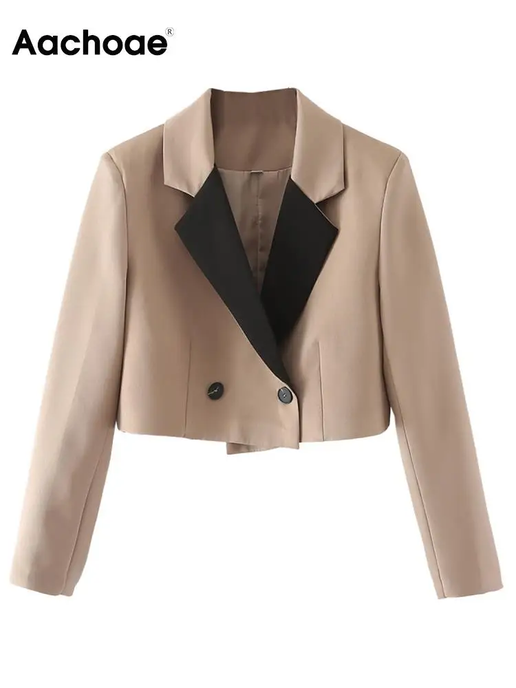 Aachoae Women Office Wear Patchwork Cropped Blazers Suits Fashion Notched Collar Long Sleeve Coats Ladies Casual Outerwears
Aachoae Women Office Wear Patchwork Cropped Blazers Suits Fashion Notched Collar Long Sleeve Coats Ladies Casual Outerwears