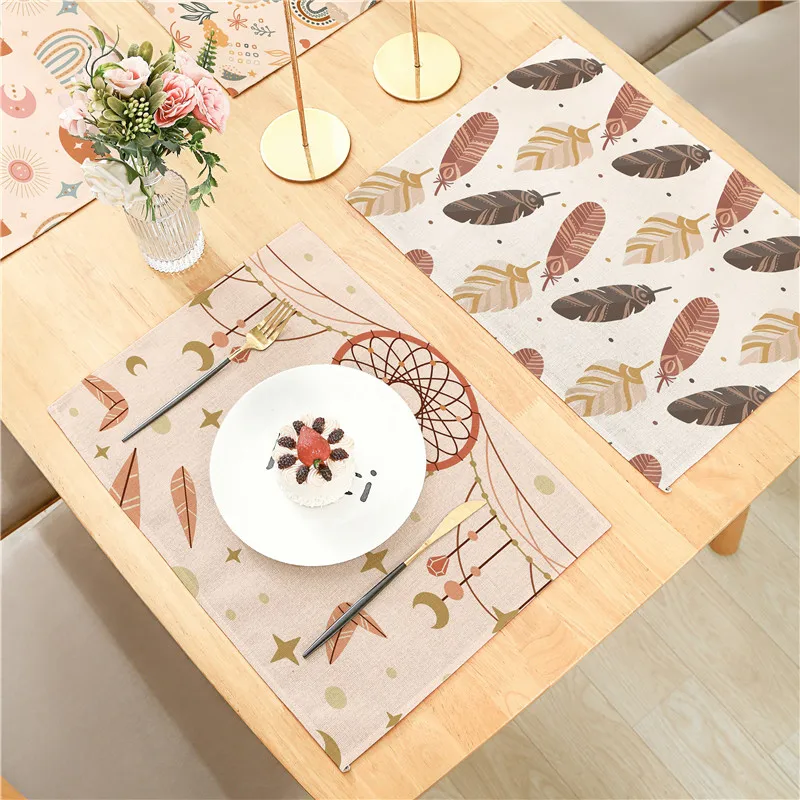 Simple Eyes Feather Rainbow Beige Flowers Patterns Flax Insulated Placemat Decoration Dinner Table 42x32cm
Simple Eyes Feather Rainbow Beige Flowers Patterns Flax Insulated Placemat Decoration Dinner Table 42x32cm