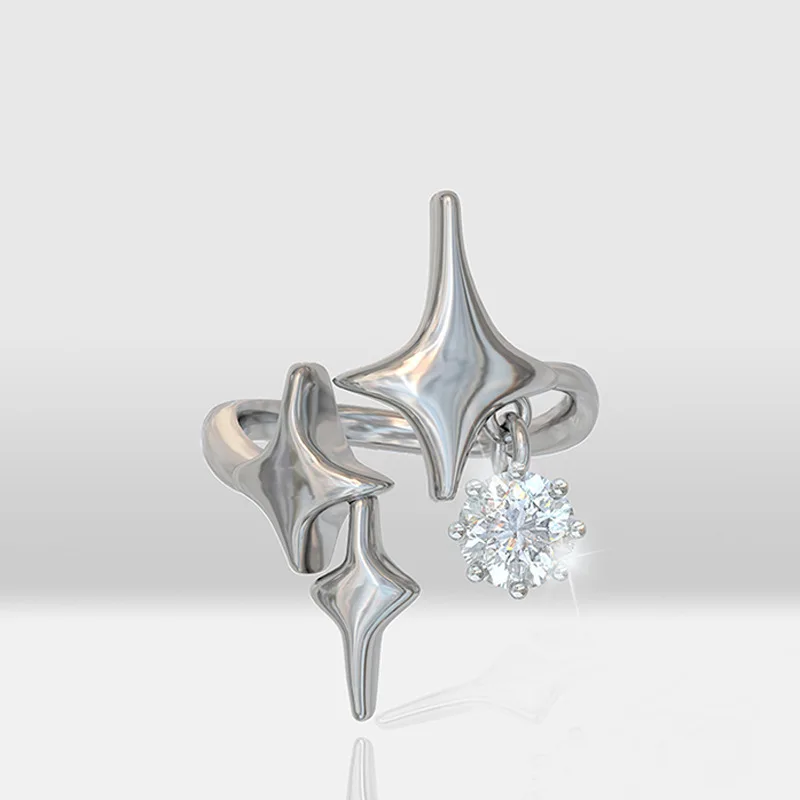 Coconal Women's Fashion Four-Pointed Star Open Ring Simple Silver Color Plated Zircon Rings Party Jewelry Gift Anillos Mujer
Coconal Women's Fashion Four-Pointed Star Open Ring Simple Silver Color Plated Zircon Rings Party Jewelry Gift Anillos Mujer