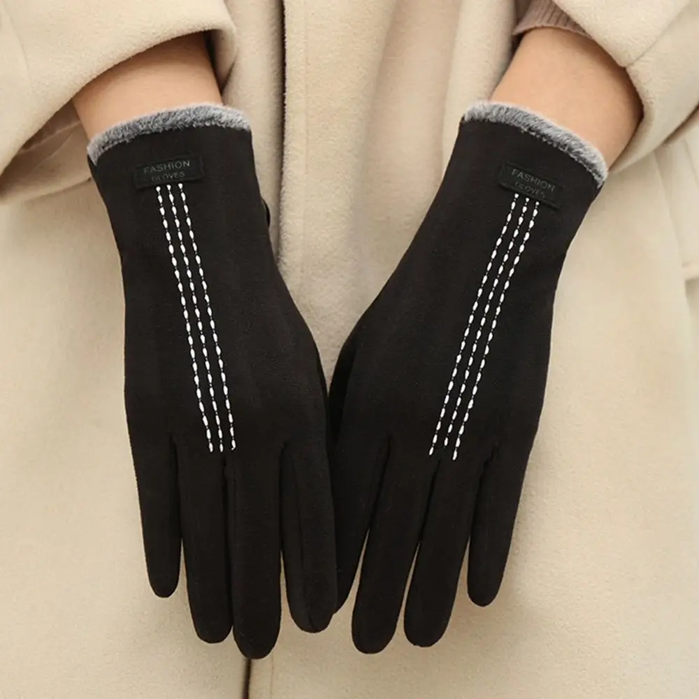 

Women Winter Gloves Warm Touch Screen Black Fur Gloves Full Finger Mittens Driving Windproof Gloves Gants Hivers Femmale Guantes