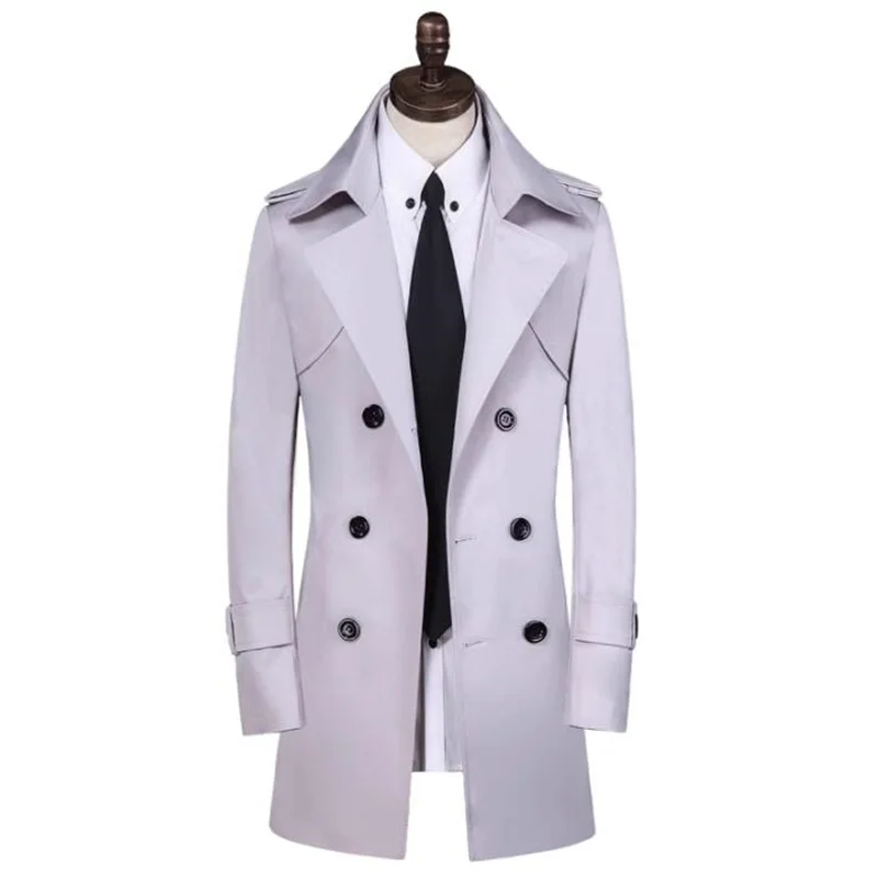 New Spring Mens Trench Coat Autumn British Mid Length Handsome Light Grey Slim Fit Business Casual Clothes Jaqueta Masculina
New Spring Mens Trench Coat Autumn British Mid Length Handsome Light Grey Slim Fit Business Casual Clothes Jaqueta Masculina