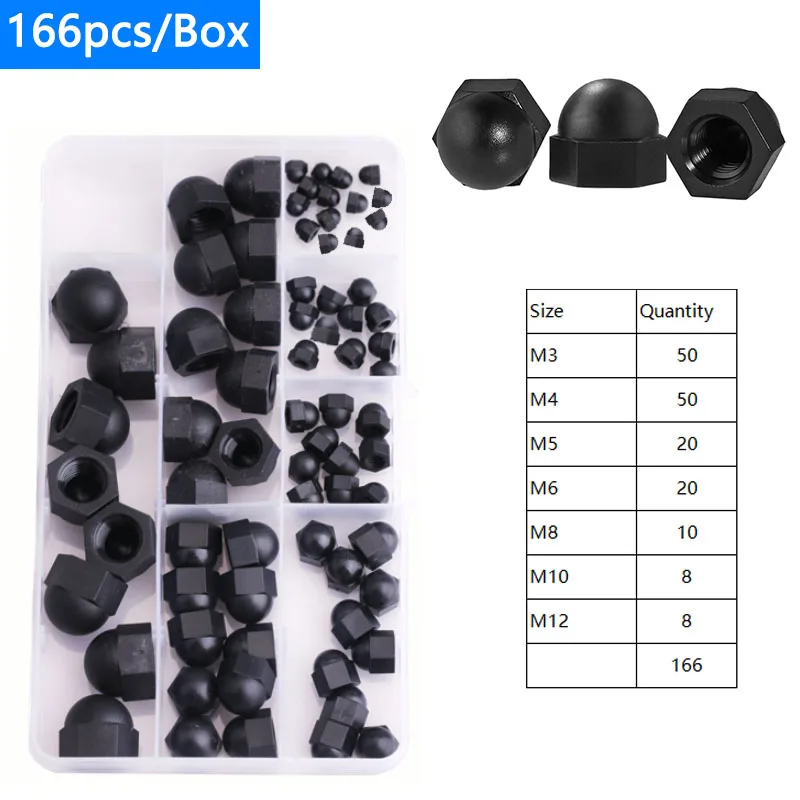 166Pcs/Box M3 M4 M5 M6 M8 M10 M12 Bolt Nut Dome Protective Cap Cover Exposed Hexagonal Plastic
166Pcs/Box M3 M4 M5 M6 M8 M10 M12 Bolt Nut Dome Protective Cap Cover Exposed Hexagonal Plastic