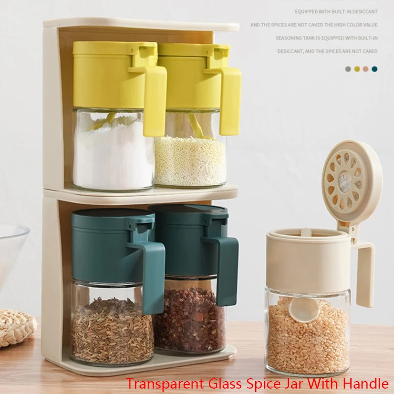300ml Glass Bottles With Caps Kitchen Seal With Lid Seasoning Jar With Handle With 2 Spoons Transparent Seasoning Bottle
300ml Glass Bottles With Caps Kitchen Seal With Lid Seasoning Jar With Handle With 2 Spoons Transparent Seasoning Bottle