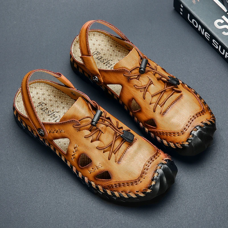 Pop Mens Genuine Leather Baotou Sandals Summer High Quality Leather Casual Shoes Men Beach Sandals Fashion Big Size Sandals
Pop Mens Genuine Leather Baotou Sandals Summer High Quality Leather Casual Shoes Men Beach Sandals Fashion Big Size Sandals