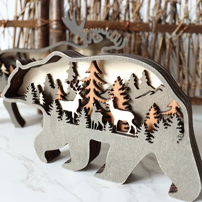 Wooden Craft Christmas Ornaments Elk Brown Bear Animal Ornaments Creative Retro Style Personality Living Room Home Decorations
Wooden Craft Christmas Ornaments Elk Brown Bear Animal Ornaments Creative Retro Style Personality Living Room Home Decorations