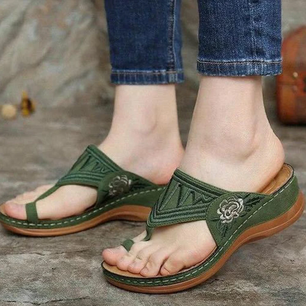 

Embroidery Orthopedic Comfy Flip Flop Sandals for Women 3-arch Support Reduces for Women Outdoor Use Flip Flop Sandals d88