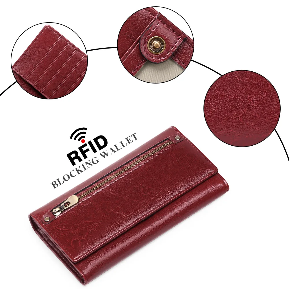 Genuine Leather Wallets women 2023 New Ladies Long Retro Wallet RFID Bifold Money Bags ID Credit Card Holders Zipper Coin Purses
Genuine Leather Wallets women 2023 New Ladies Long Retro Wallet RFID Bifold Money Bags ID Credit Card Holders Zipper Coin Purses